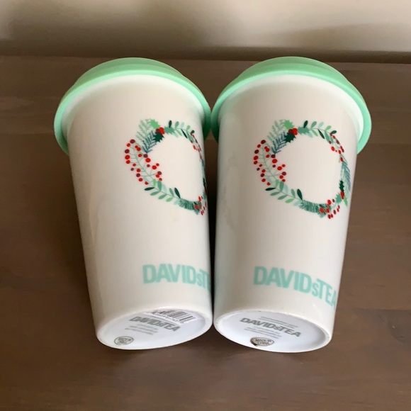 David’s Tea Christmas Wreath Ceramic To Go Cups - Picture 6 of 7